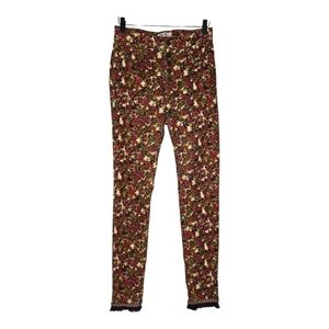 Free People We The Free Womens Sun Chaser 70s Floral Print Fringe Cord Pants 25